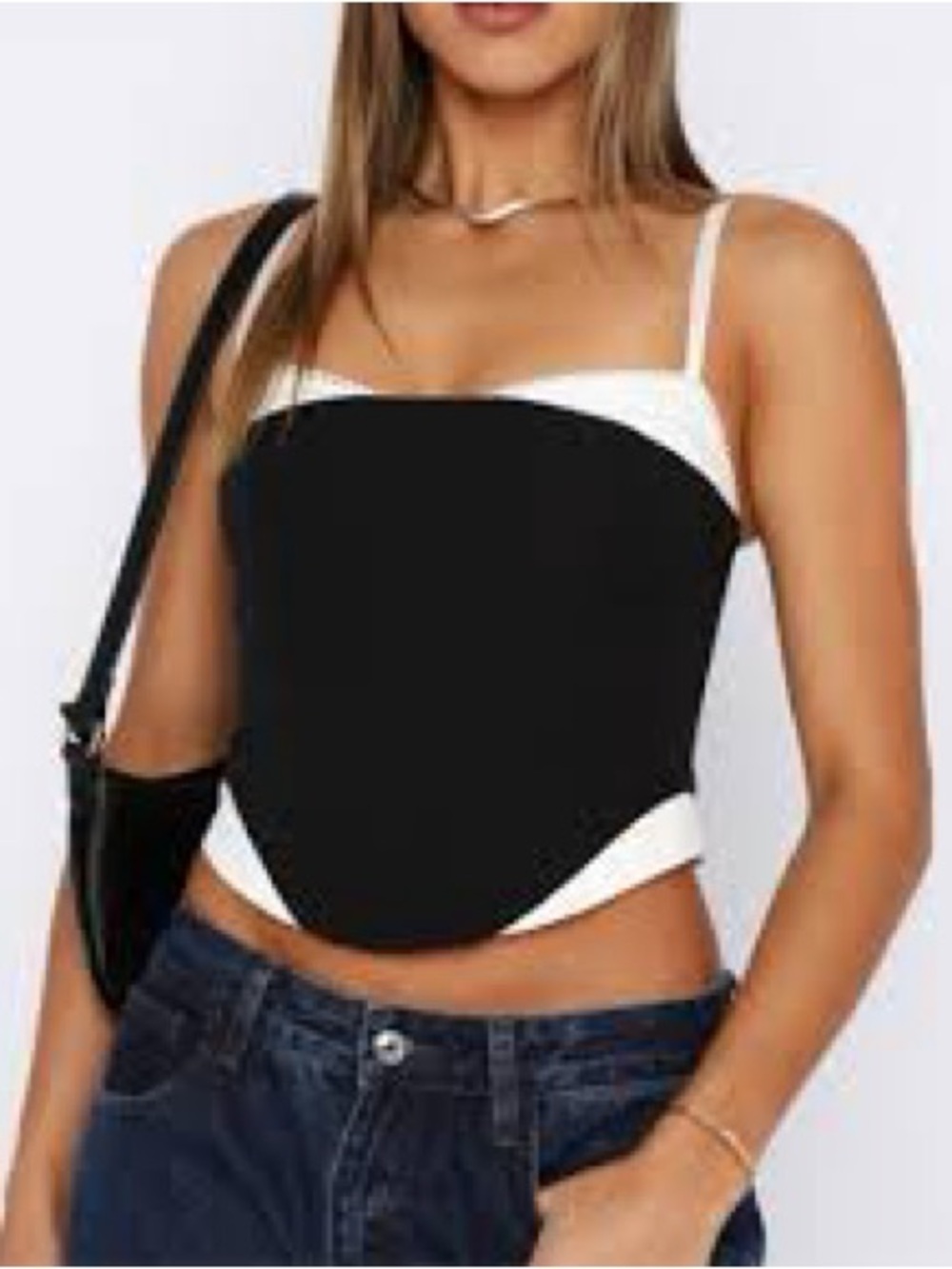 White Fox Boutique - Feel the Spark Bustier Top - White & Black